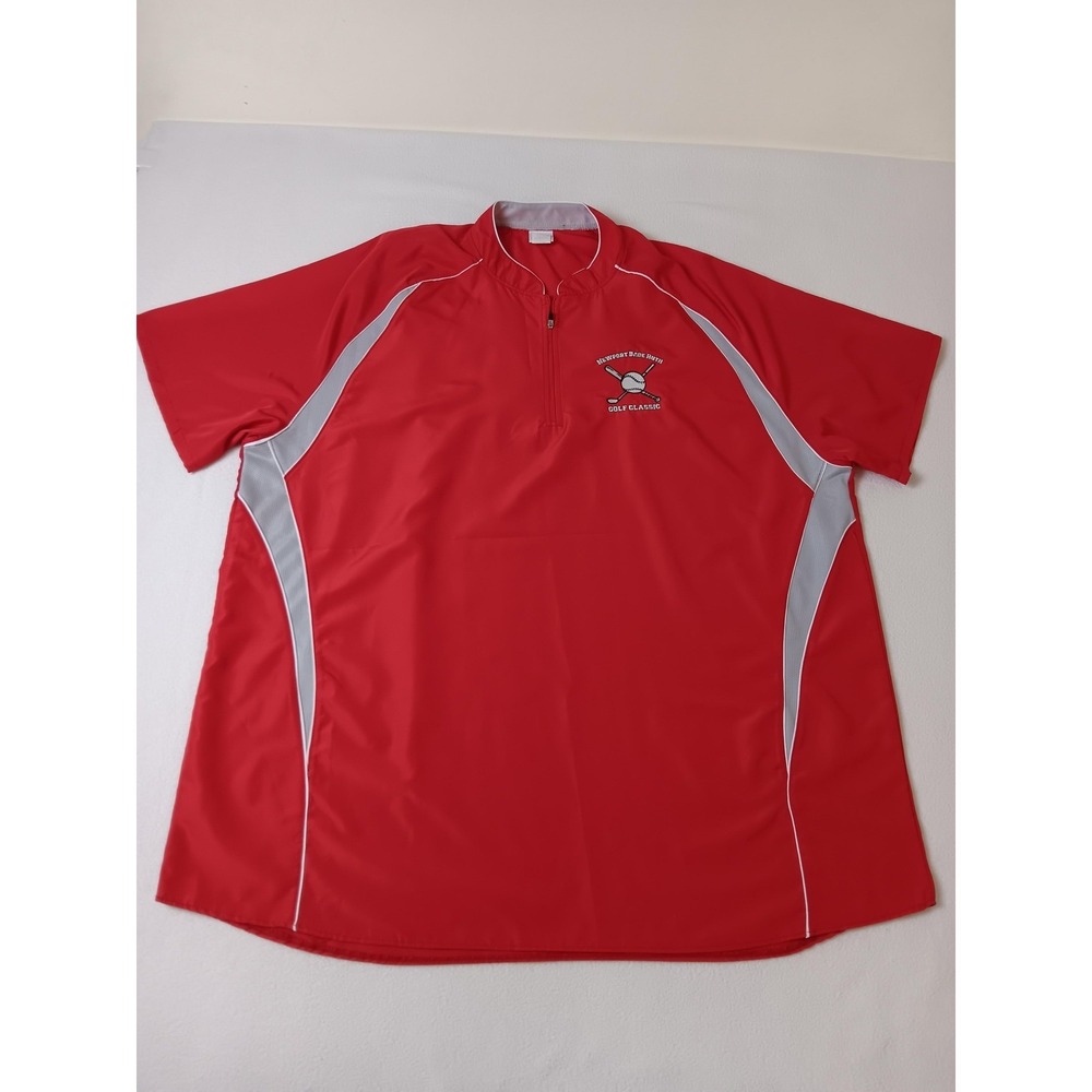 A4 Mens 2XL Red Quarter Zip Short Sleeve Windshirt Golf Classic Pullover N4241